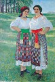 deux femmes en robe latgalienne Nikolay Bogdanov Belsky